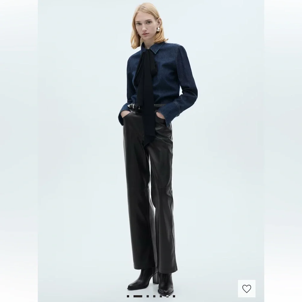 MANGO wide leg vegan leather trousers - Picture 7 of 8